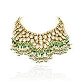 Aadhya Green Drops Kundan Necklace Mint Green - The Pashm